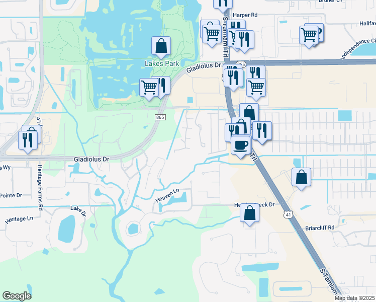 map of restaurants, bars, coffee shops, grocery stores, and more near 15205 Parkside Drive in Fort Myers