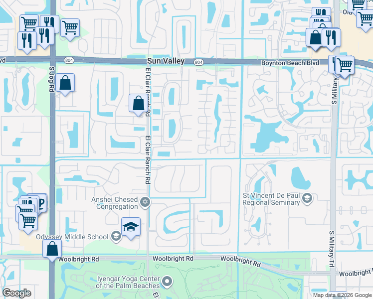 map of restaurants, bars, coffee shops, grocery stores, and more near 5806 Brook Bound Lane in Boynton Beach