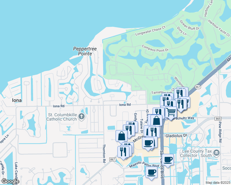 map of restaurants, bars, coffee shops, grocery stores, and more near 11931 Seabreeze Cove Lane in Fort Myers