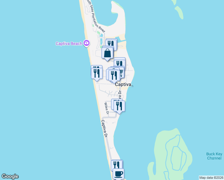 map of restaurants, bars, coffee shops, grocery stores, and more near 23 Urchin Court in Captiva