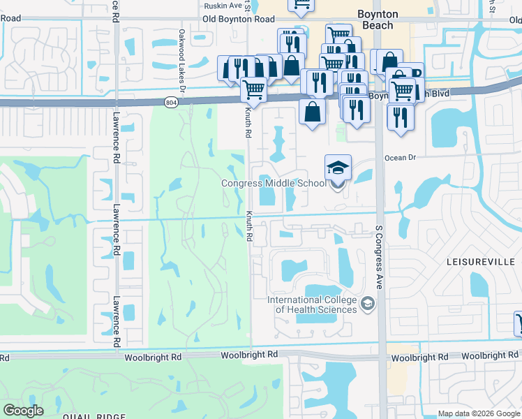 map of restaurants, bars, coffee shops, grocery stores, and more near 1804 Edgewater Drive in Boynton Beach