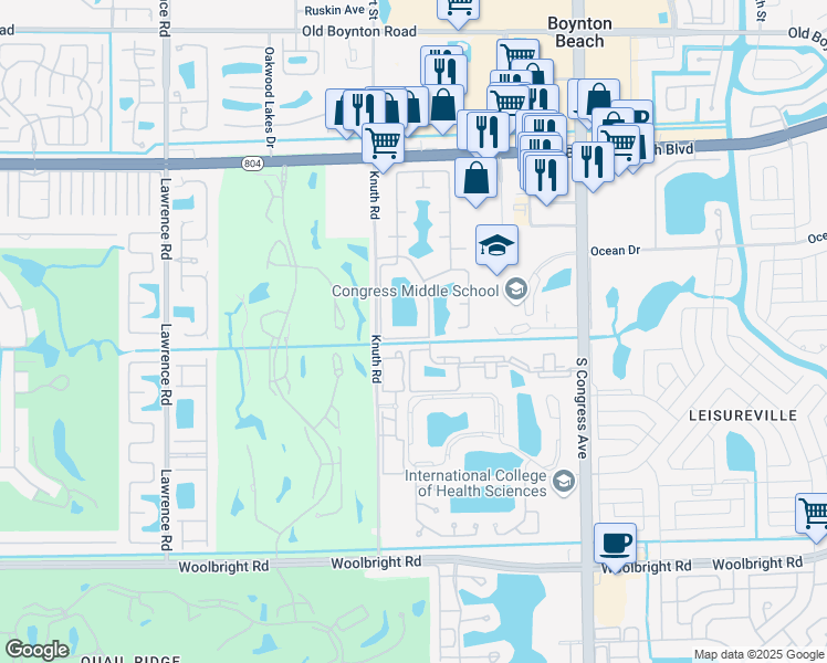 map of restaurants, bars, coffee shops, grocery stores, and more near 1804 Edgewater Drive in Boynton Beach