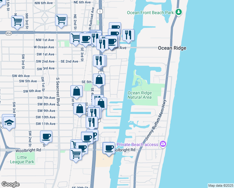 map of restaurants, bars, coffee shops, grocery stores, and more near 348 Horizon West in Boynton Beach