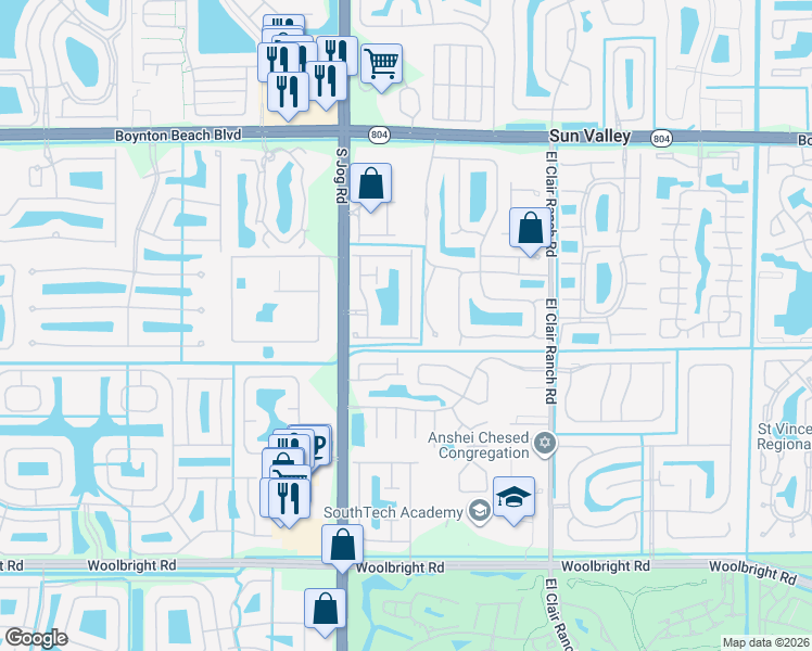 map of restaurants, bars, coffee shops, grocery stores, and more near 10438 Utopia Circle East in Boynton Beach