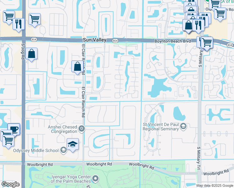 map of restaurants, bars, coffee shops, grocery stores, and more near 5664 Boynton Bay Circle in Boynton Beach