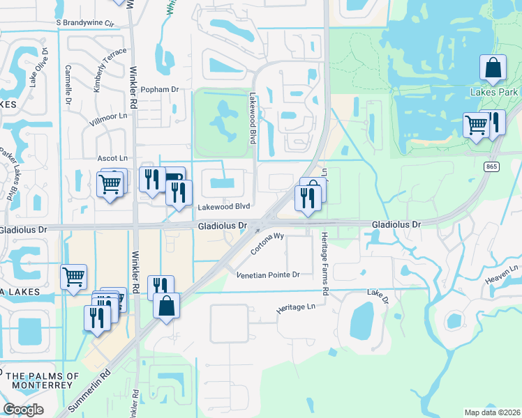 map of restaurants, bars, coffee shops, grocery stores, and more near 8162 Country Road in Fort Myers