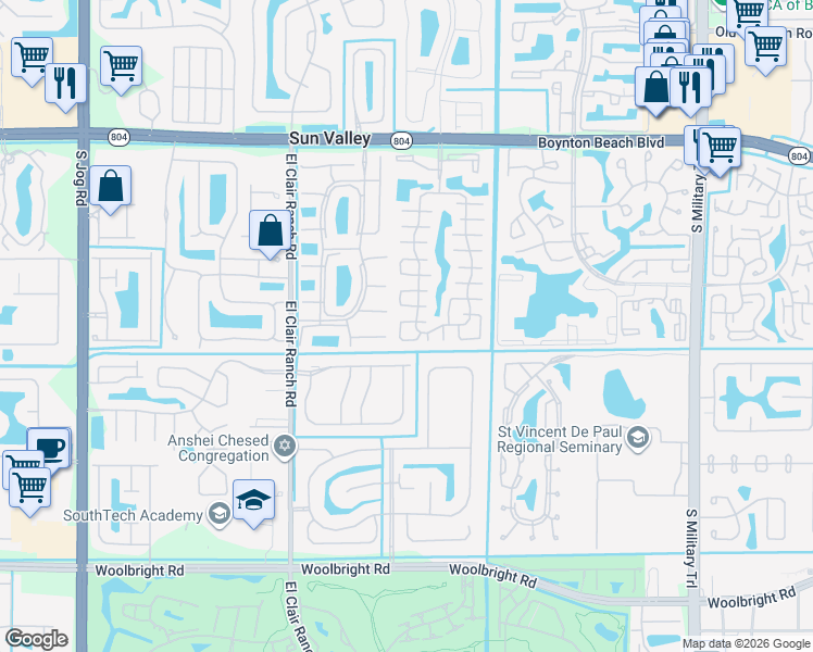 map of restaurants, bars, coffee shops, grocery stores, and more near 5664 Boynton Bay Circle in Boynton Beach