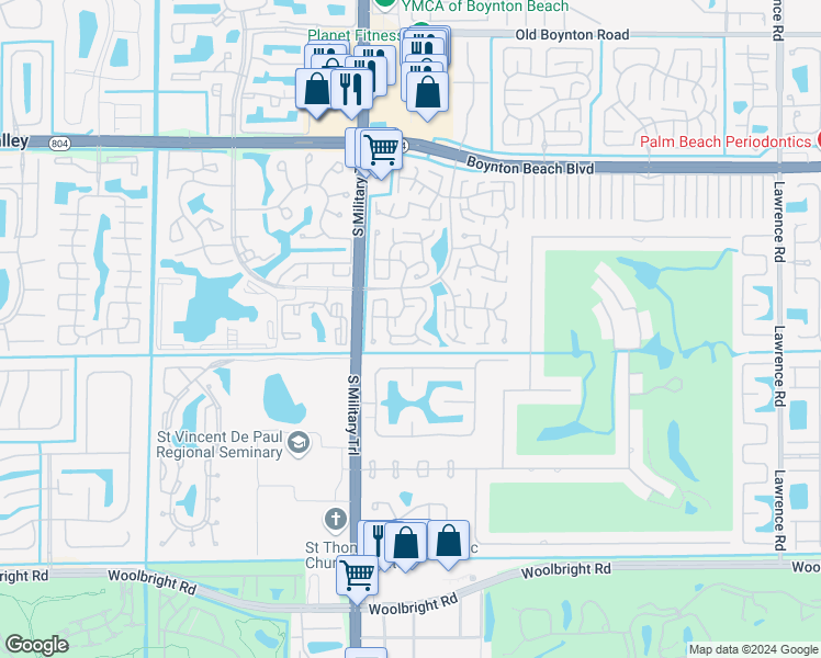 map of restaurants, bars, coffee shops, grocery stores, and more near 4859 Equestrian Circle in Boynton Beach