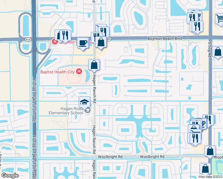 map of restaurants, bars, coffee shops, grocery stores, and more near 7203 Briella Drive in Boynton Beach
