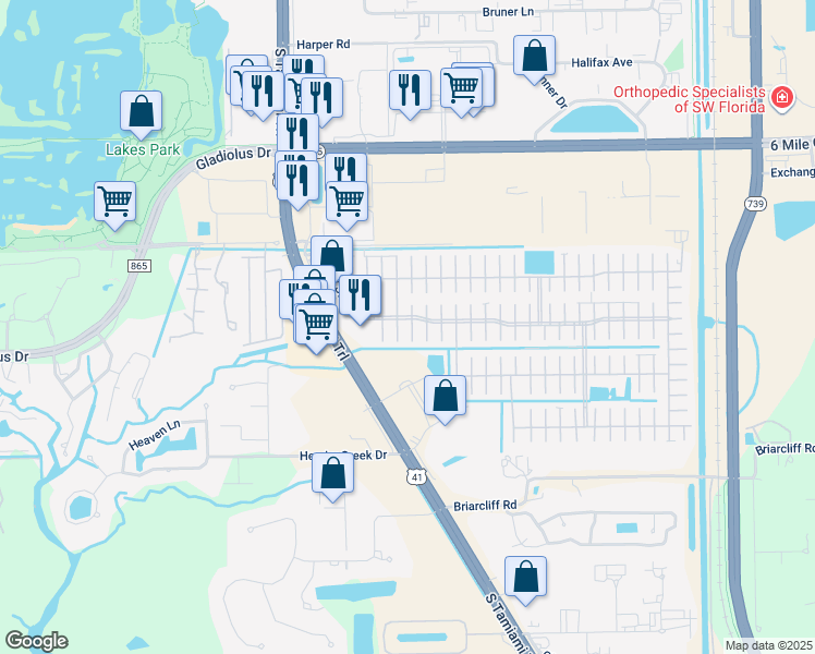 map of restaurants, bars, coffee shops, grocery stores, and more near 23-35 Esper Ct in Fort Myers