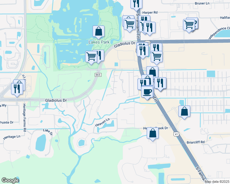 map of restaurants, bars, coffee shops, grocery stores, and more near 15205 Parkside Drive in Fort Myers