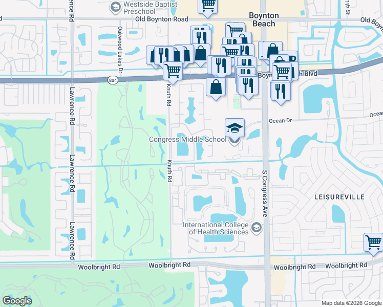 map of restaurants, bars, coffee shops, grocery stores, and more near 1803 Stonehaven Drive in Boynton Beach