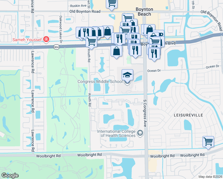 map of restaurants, bars, coffee shops, grocery stores, and more near 1747 Banyan Creek Court in Boynton Beach