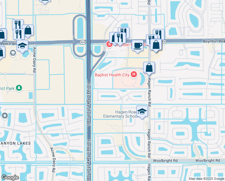 map of restaurants, bars, coffee shops, grocery stores, and more near 10221 White Water Lily Way in Boynton Beach