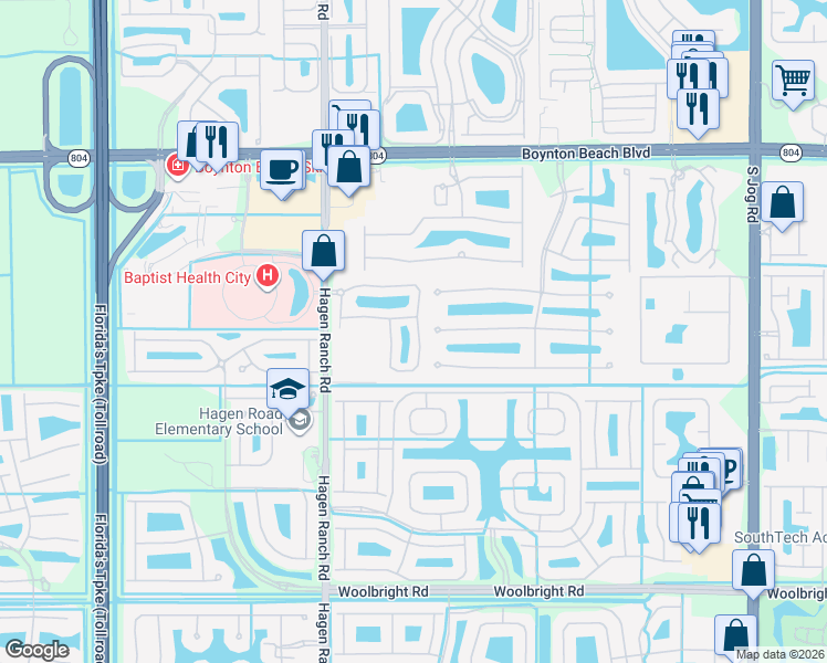 map of restaurants, bars, coffee shops, grocery stores, and more near 7305 Briella Drive in Boynton Beach