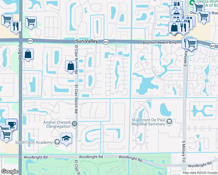 map of restaurants, bars, coffee shops, grocery stores, and more near 5664 Boynton Bay Circle in Boynton Beach