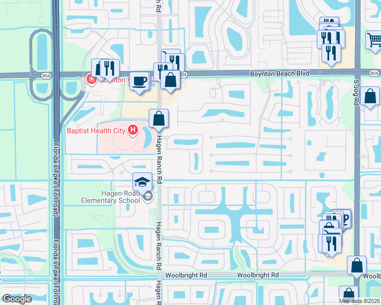 map of restaurants, bars, coffee shops, grocery stores, and more near 7253 Briella Drive in Boynton Beach