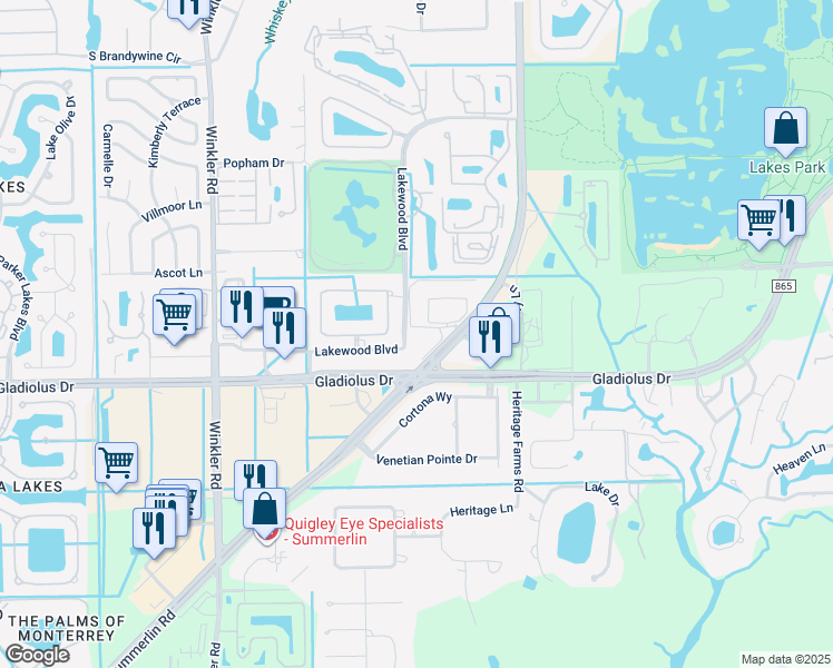 map of restaurants, bars, coffee shops, grocery stores, and more near 8162 Country Road in Fort Myers