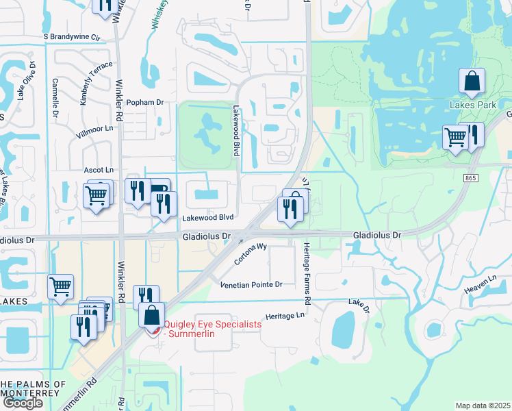 map of restaurants, bars, coffee shops, grocery stores, and more near 8135 Country Road in Fort Myers