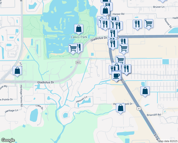 map of restaurants, bars, coffee shops, grocery stores, and more near 15136 Pine Meadows Drive in Fort Myers