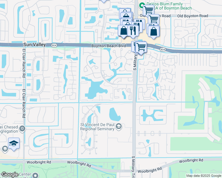 map of restaurants, bars, coffee shops, grocery stores, and more near 5205 Cedar Lake Road in Boynton Beach