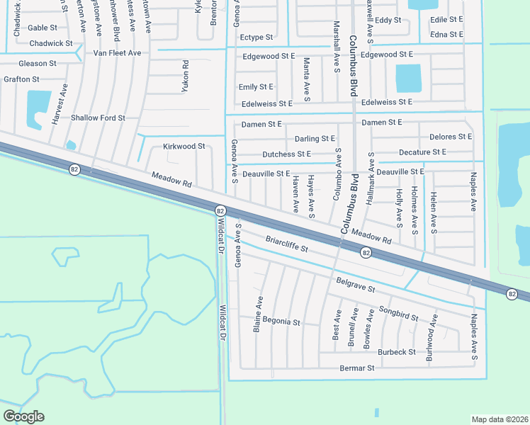 map of restaurants, bars, coffee shops, grocery stores, and more near 1140 Harris Avenue South in Lehigh Acres