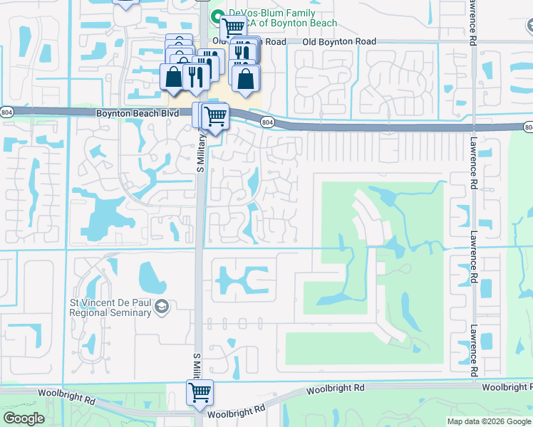 map of restaurants, bars, coffee shops, grocery stores, and more near 4754 Storkwood Terrace in Boynton Beach