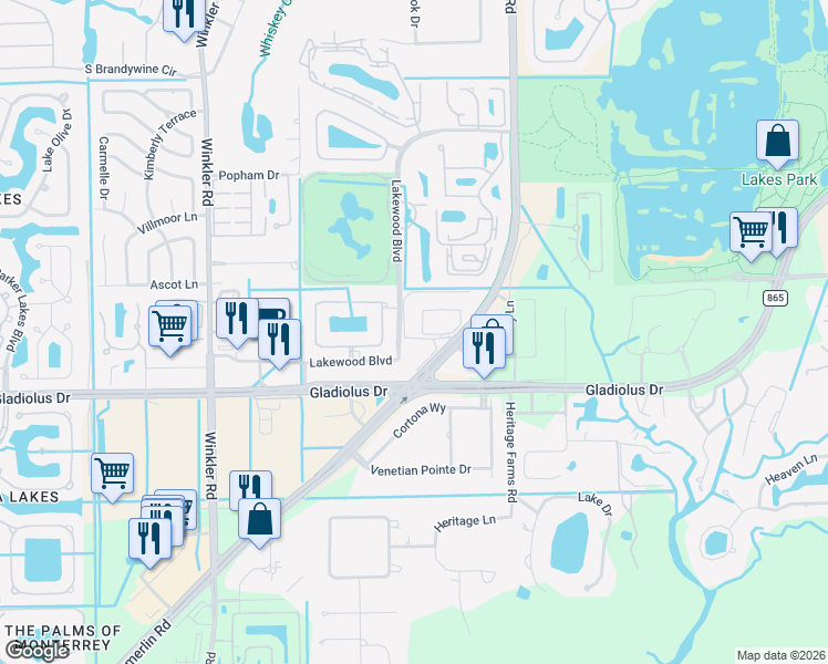 map of restaurants, bars, coffee shops, grocery stores, and more near 8135 Country Road in Fort Myers