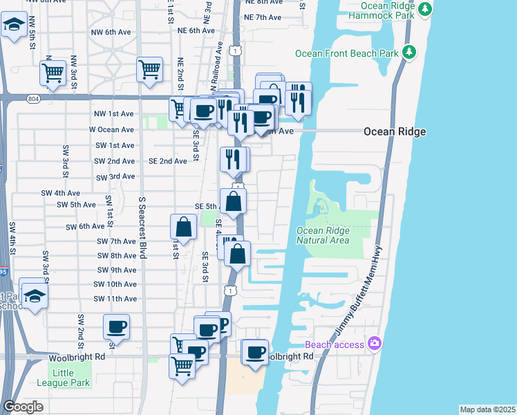 map of restaurants, bars, coffee shops, grocery stores, and more near 309 Horizon West in Boynton Beach