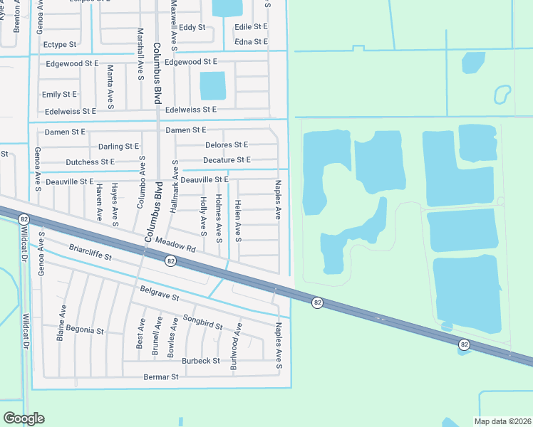 map of restaurants, bars, coffee shops, grocery stores, and more near 1250 Devore Street in Lehigh Acres