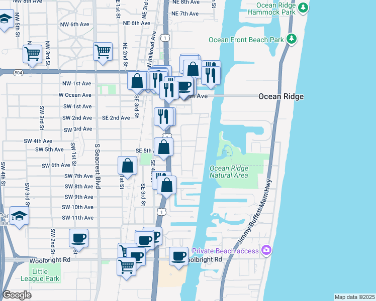 map of restaurants, bars, coffee shops, grocery stores, and more near 309 Horizon West in Boynton Beach