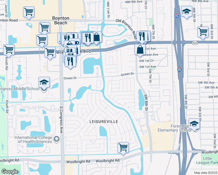 map of restaurants, bars, coffee shops, grocery stores, and more near 118 Southwest 14th Street in Boynton Beach