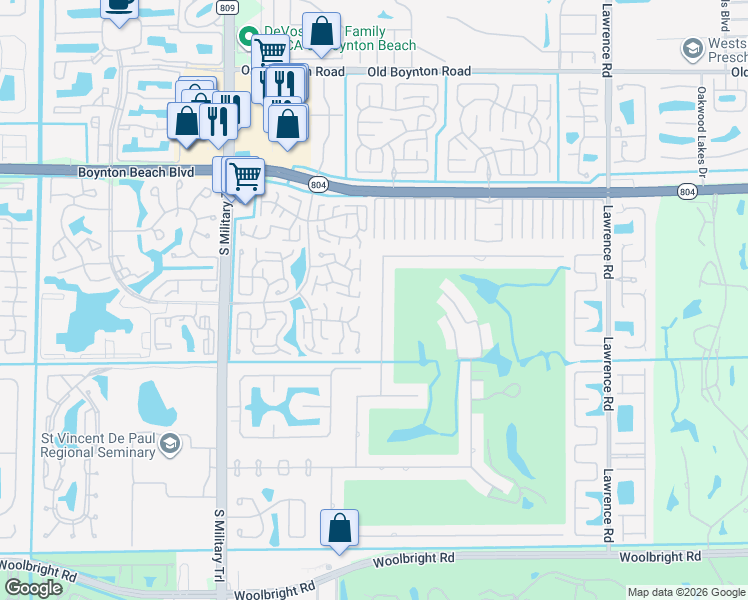 map of restaurants, bars, coffee shops, grocery stores, and more near 10339 Saint Andrews Road in Boynton Beach