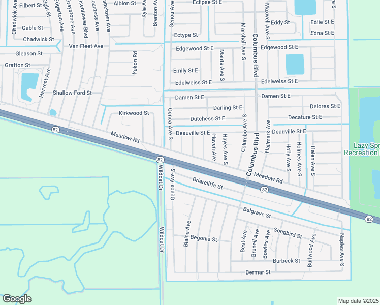 map of restaurants, bars, coffee shops, grocery stores, and more near 1140 Harris Avenue South in Lehigh Acres