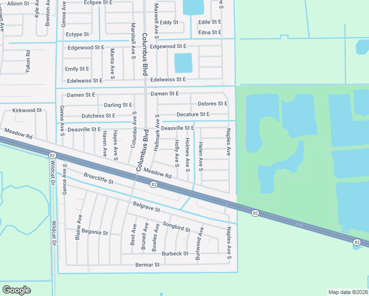 map of restaurants, bars, coffee shops, grocery stores, and more near 1140 Holmes Avenue South in Lehigh Acres