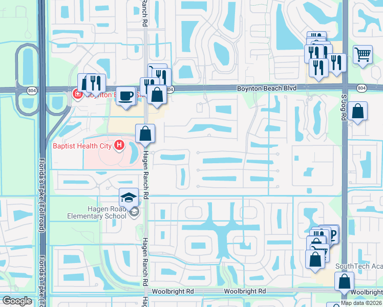 map of restaurants, bars, coffee shops, grocery stores, and more near 7349 Briella Drive in Boynton Beach