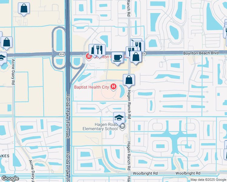 map of restaurants, bars, coffee shops, grocery stores, and more near 10301 Hagen Ranch Road in Boynton Beach