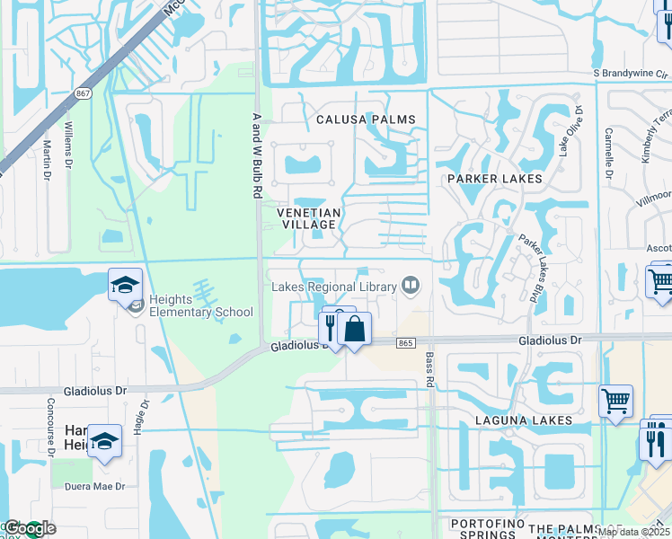 map of restaurants, bars, coffee shops, grocery stores, and more near 9913 Palmarrosa Way in Fort Myers