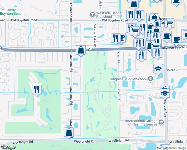 map of restaurants, bars, coffee shops, grocery stores, and more near Hibiscus South in Boynton Beach