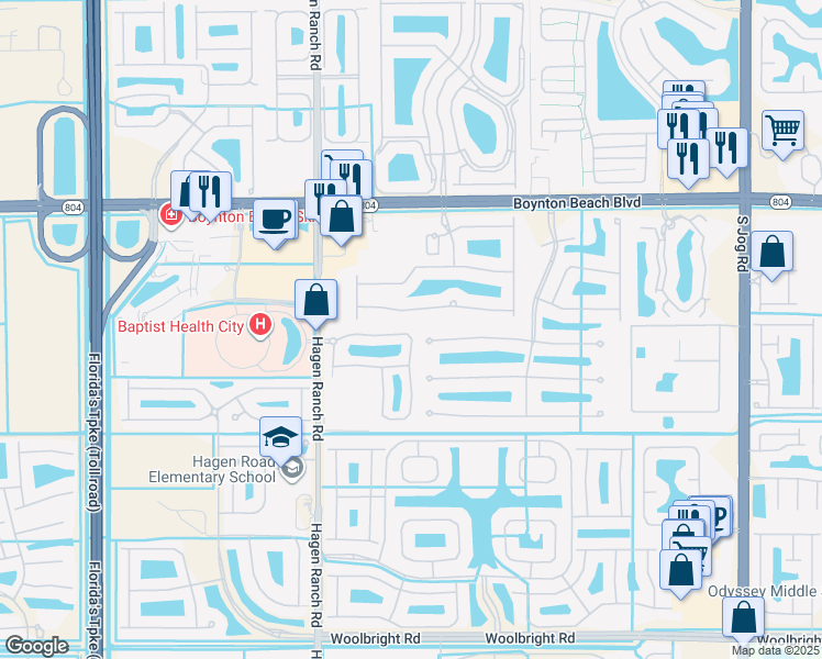 map of restaurants, bars, coffee shops, grocery stores, and more near 7349 Briella Drive in Boynton Beach