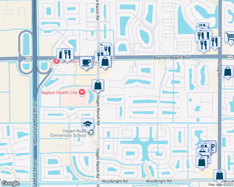 map of restaurants, bars, coffee shops, grocery stores, and more near 7416 Briella Drive in Boynton Beach