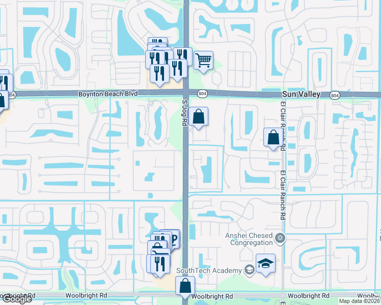 map of restaurants, bars, coffee shops, grocery stores, and more near 10299 Utopia Circle West in Boynton Beach