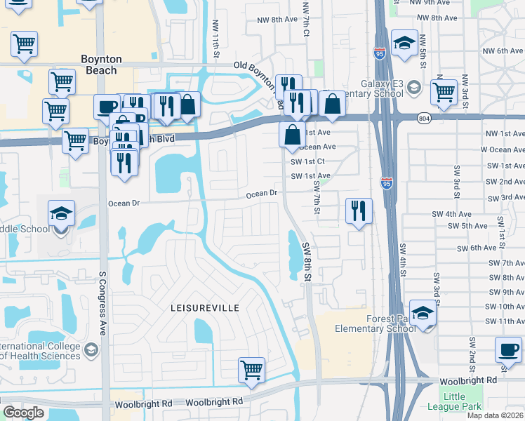 map of restaurants, bars, coffee shops, grocery stores, and more near 812 Ocean Drive in Boynton Beach