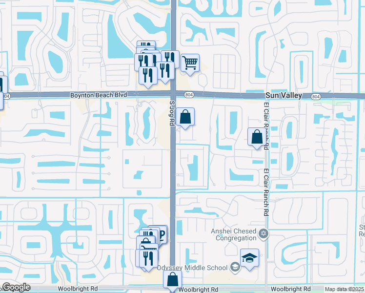 map of restaurants, bars, coffee shops, grocery stores, and more near 10315 Utopia Circle North in Boynton Beach