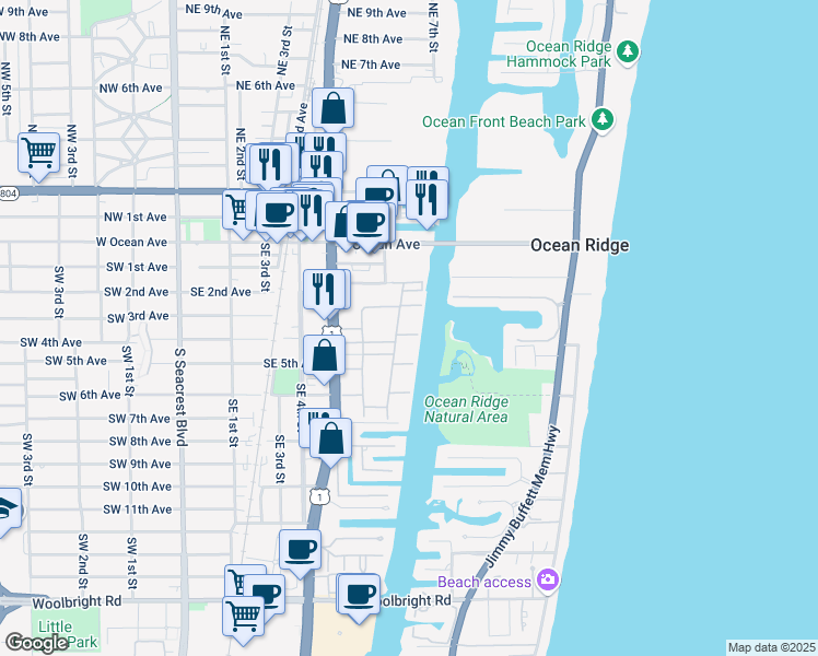 map of restaurants, bars, coffee shops, grocery stores, and more near 350 Horizon Street East in Boynton Beach