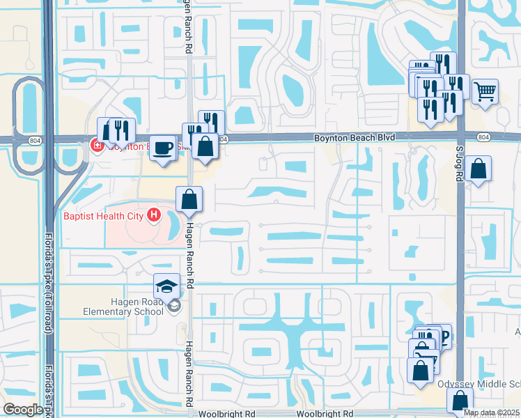 map of restaurants, bars, coffee shops, grocery stores, and more near 7163 Veneto Drive in Boynton Beach