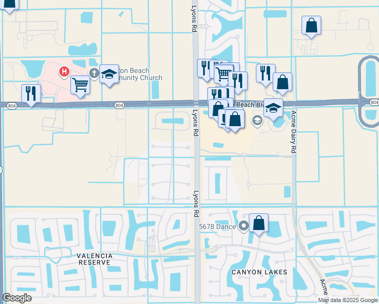 map of restaurants, bars, coffee shops, grocery stores, and more near 9040 Ribbons Ridge Point in Boynton Beach