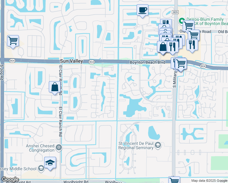 map of restaurants, bars, coffee shops, grocery stores, and more near 10086 Boynton Place Circle in Boynton Beach