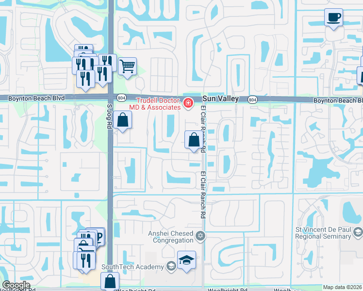 map of restaurants, bars, coffee shops, grocery stores, and more near 10265 Isle Wynd Court in Boynton Beach