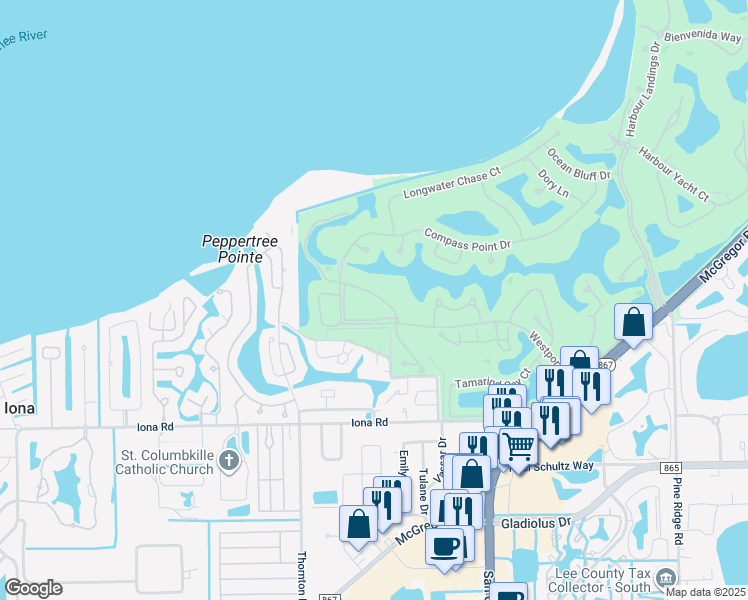 map of restaurants, bars, coffee shops, grocery stores, and more near 14521 Grande Cay Circle in Fort Myers